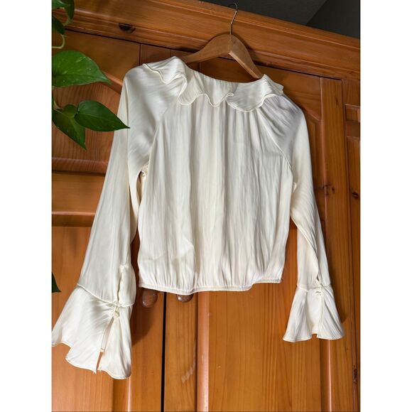 A New Day Flounce Long Sleeve V-Neck Ruffle Wrap Blouse SZ S NWT - Picture 10 of 13